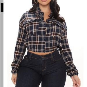 Cropped plaid shirt